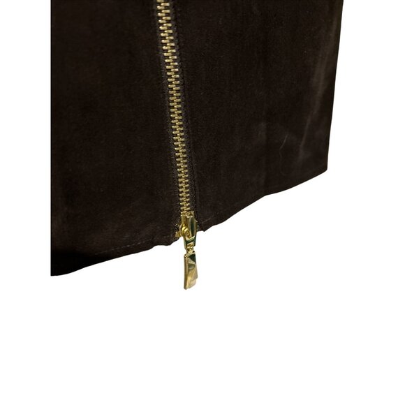 Chico's Espresso Brown Vegan Gold Zippers Jacket Size 1 Petite NWOT - Picture 7 of 11